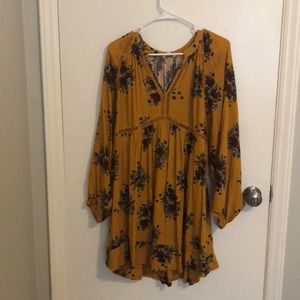 Mustard Boho Floral Dress
